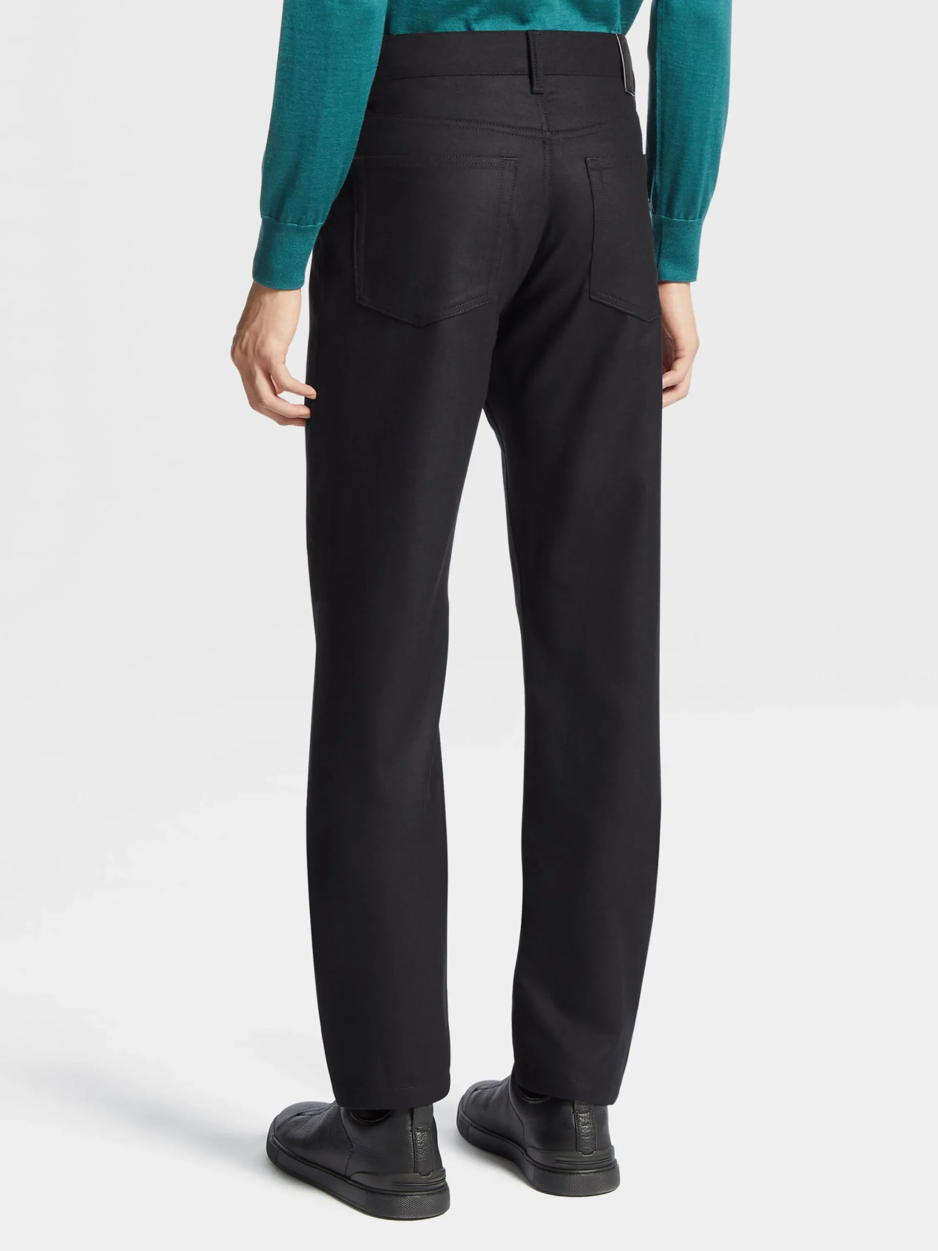Jeans>ZEGNA Wool and Cashmere Roccia Pants Black