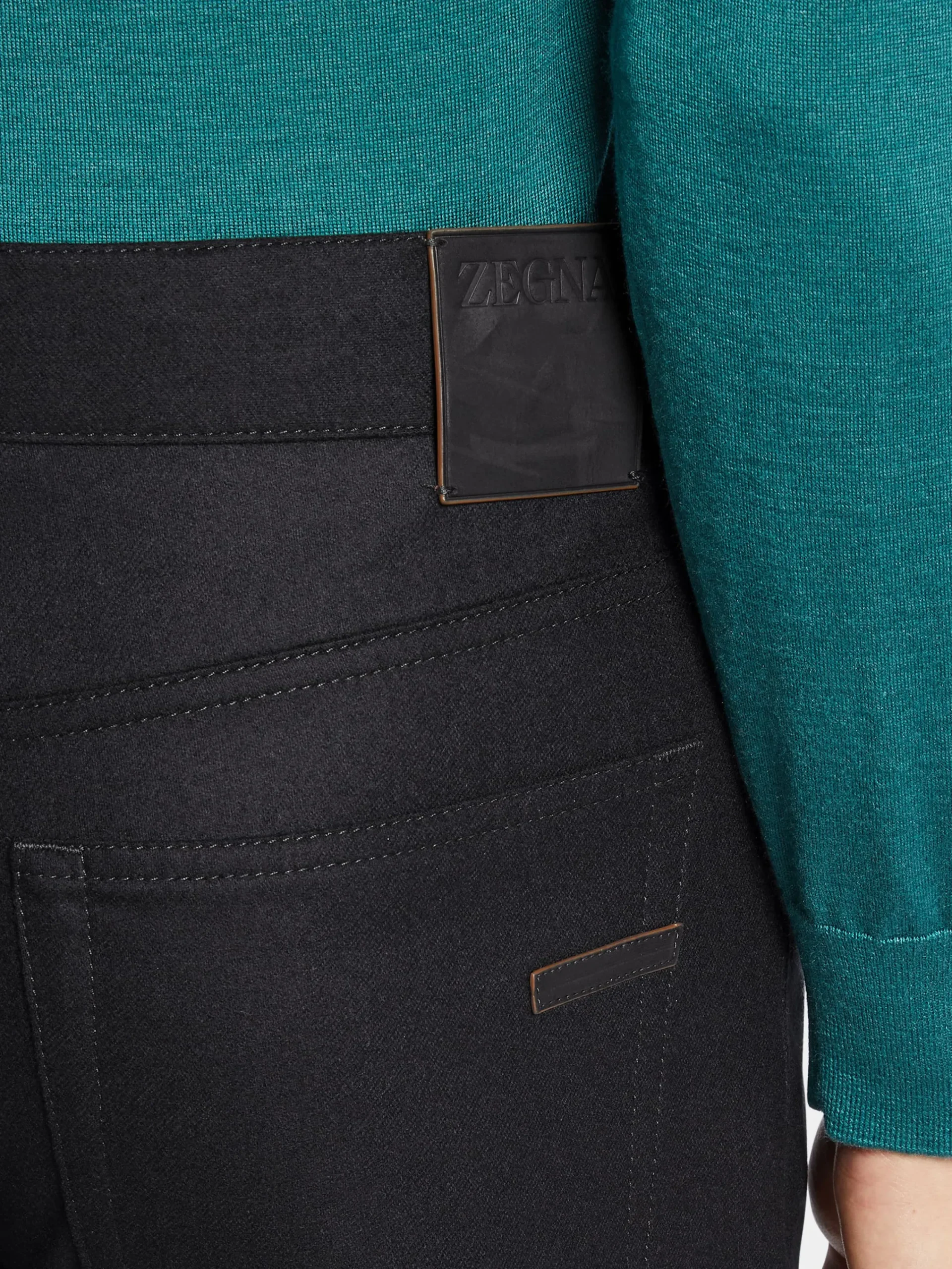 Jeans>ZEGNA Wool and Cashmere Roccia Pants Black