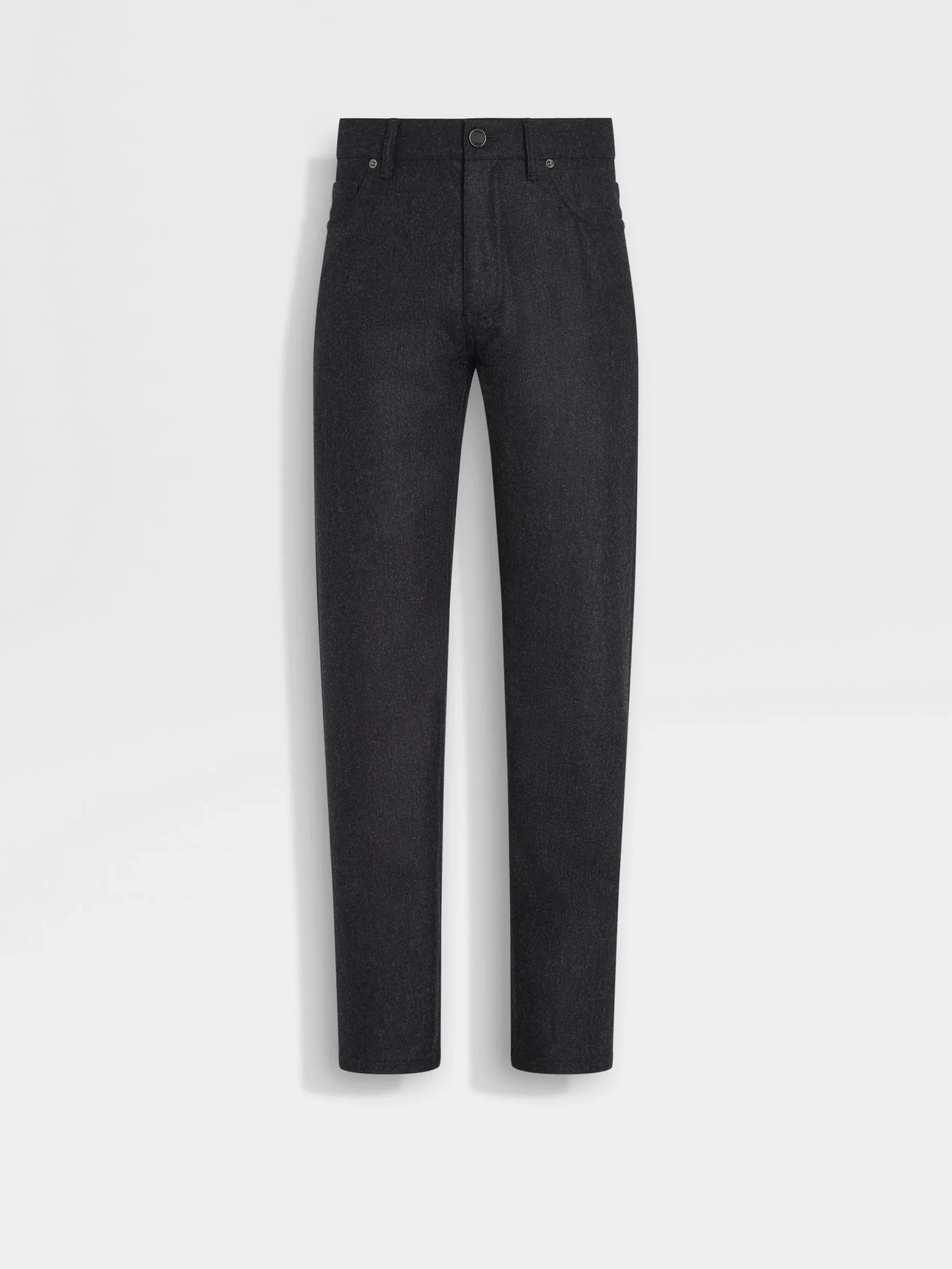 Jeans>ZEGNA Wool and Cashmere Roccia Pants Black