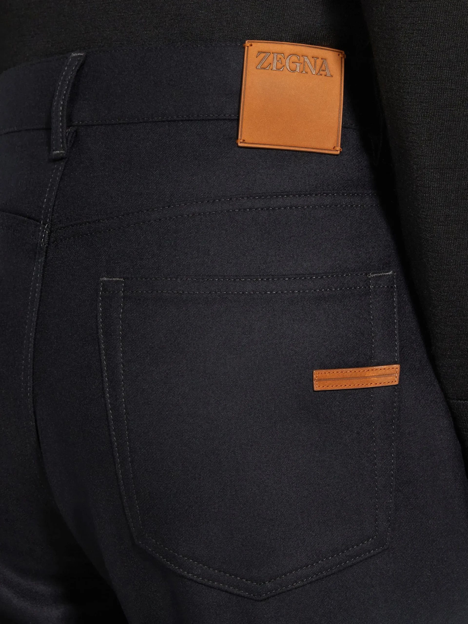 Jeans>ZEGNA Wool and Cashmere Roccia Pants Black