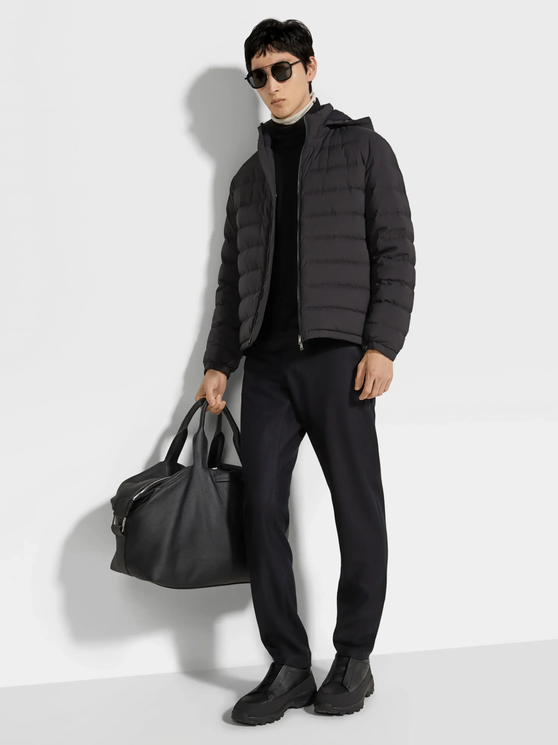 Jeans>ZEGNA Wool and Cashmere Roccia Pants Black