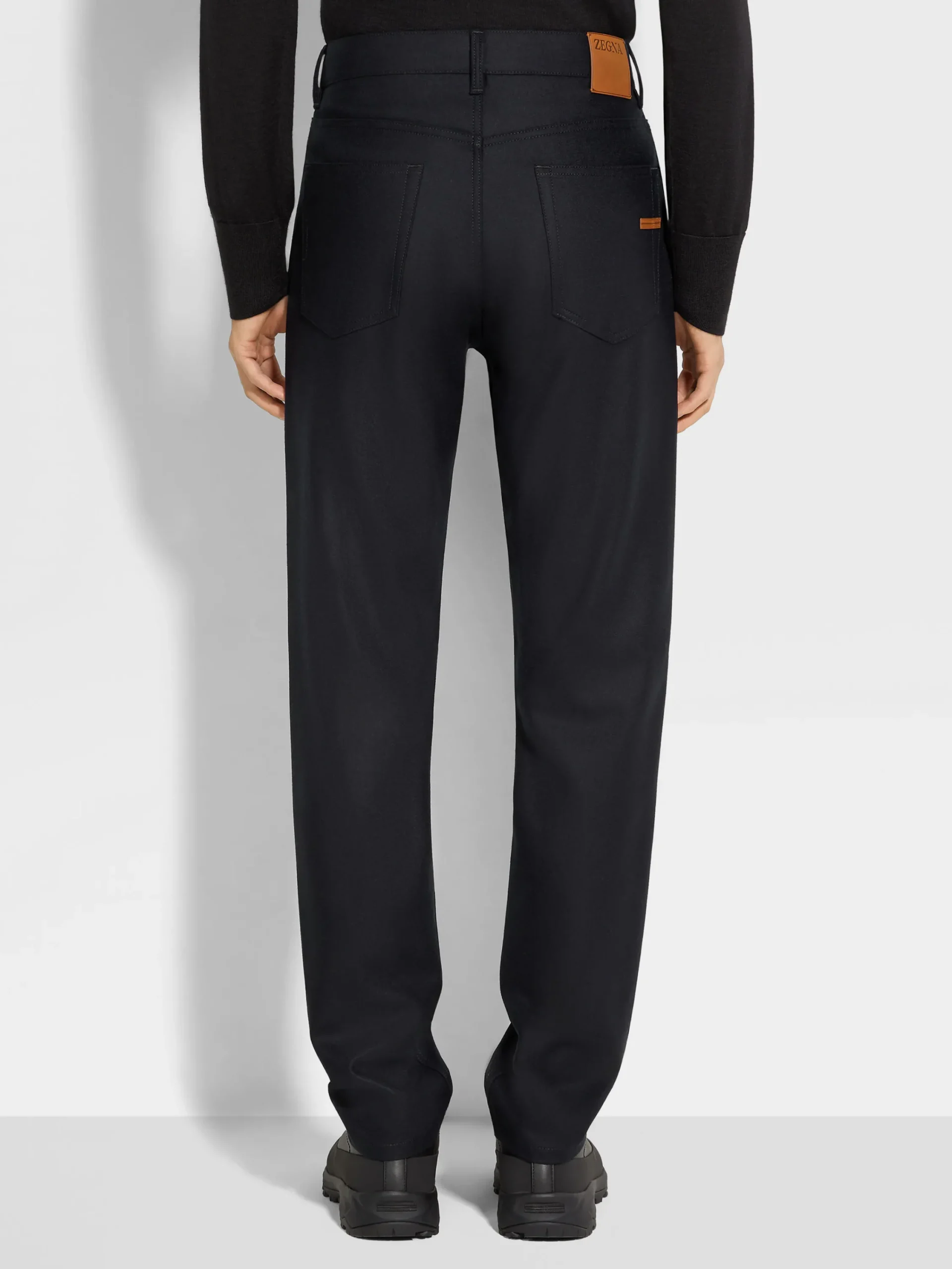 Jeans>ZEGNA Wool and Cashmere Roccia Pants Black