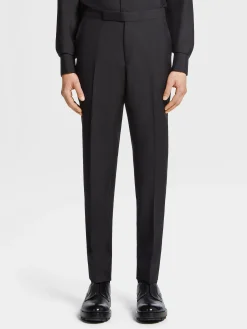 Pants>ZEGNA Wool and Mohair Evening Pants Black