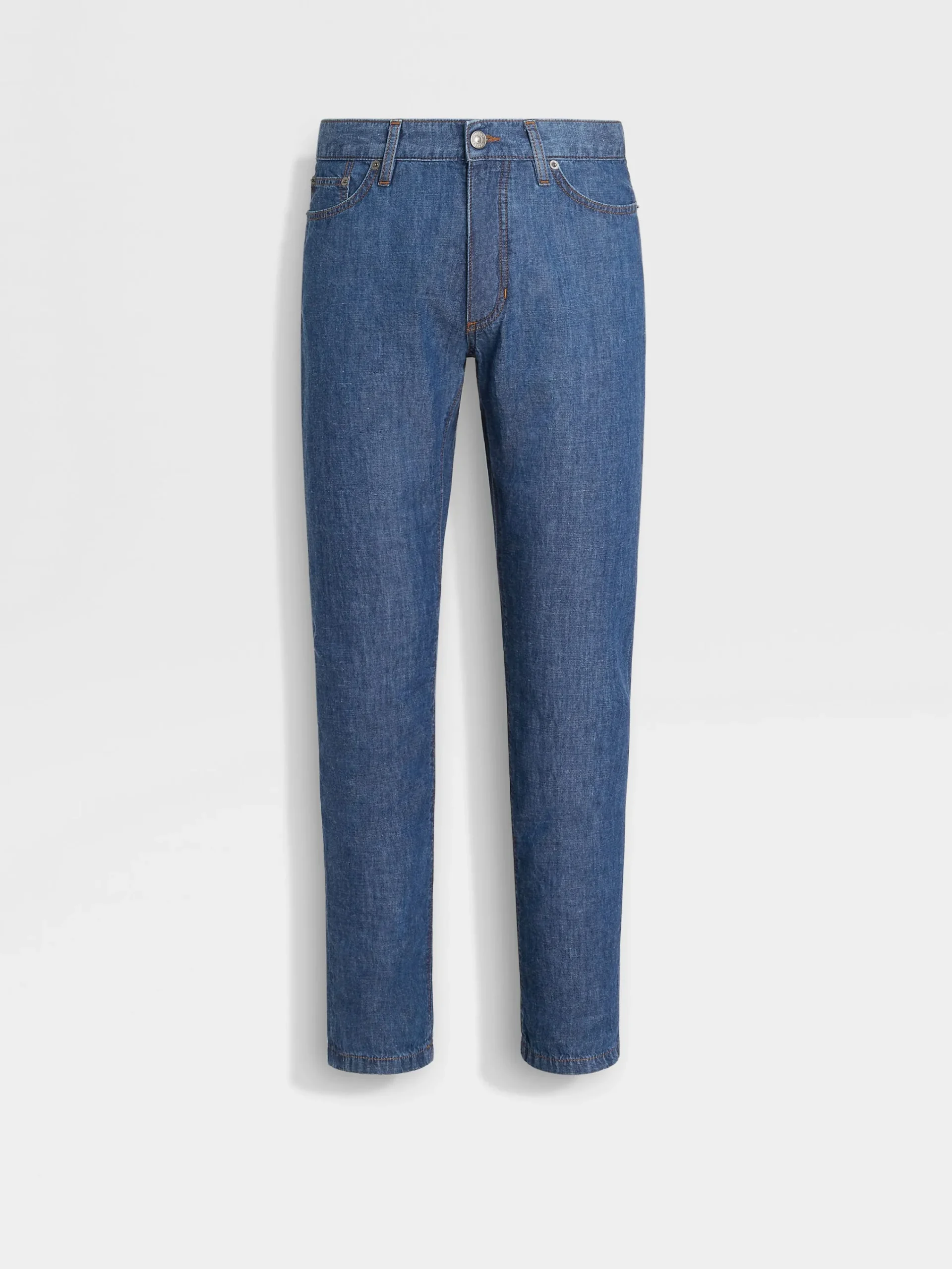 Jeans>ZEGNA Bleached Cotton and Linen Roccia Jeans Blue