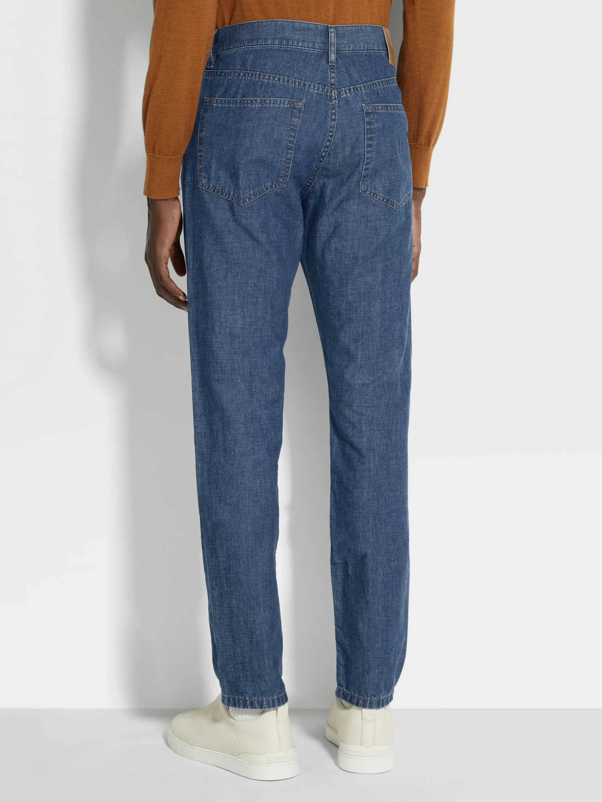 Jeans>ZEGNA Bleached Cotton and Linen Roccia Jeans Blue