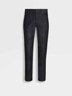 Jeans>ZEGNA Stretch Cotton and Cashmere Roccia Jeans Blue