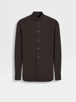 Shirts>ZEGNA Centoventimila Cotton Shirt Brown