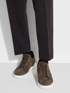 Sneakers>ZEGNA Suede Triple Stitch™ Sneakers Brown