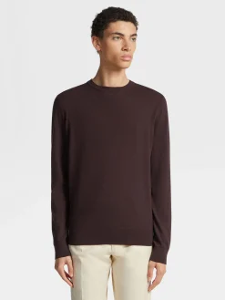 Sweaters>ZEGNA 12milmil12 Wool Crewneck Burgundy