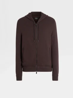 Joggers And Sweatshirts|Sweaters>ZEGNA 12milmil12 Wool Full Zip Hoodie Burgundy