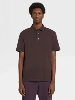Polo Shirts>ZEGNA Burgundy Mélange 12milmil12 Wool Polo Shirt BurgundyMélange