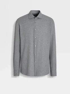 Shirts>ZEGNA Cashco Shirt GreyMélange