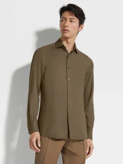Shirts>ZEGNA Cashco Shirt Khaki