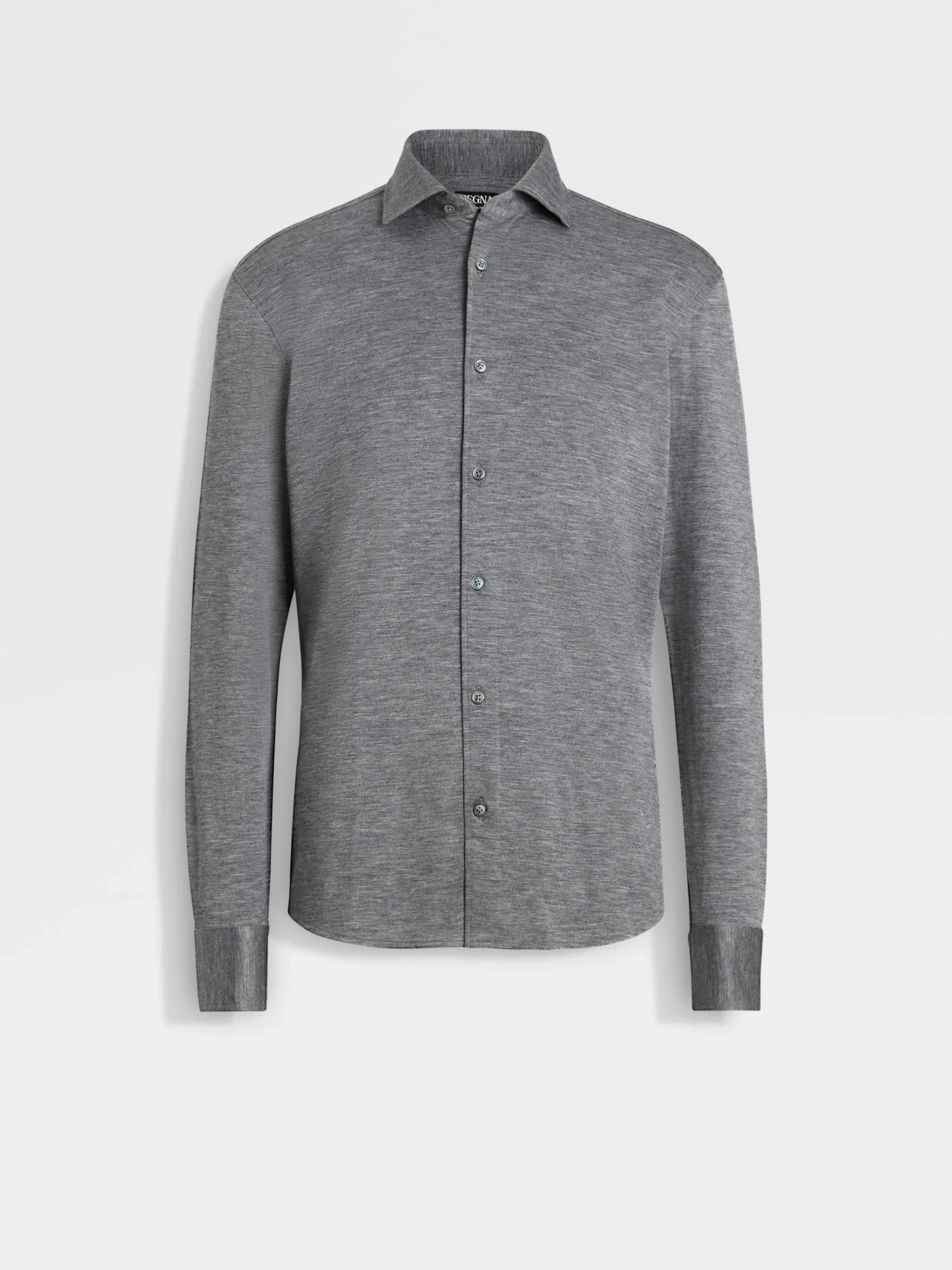 Shirts>ZEGNA Cashmere and Silk Shirt GreyMélange