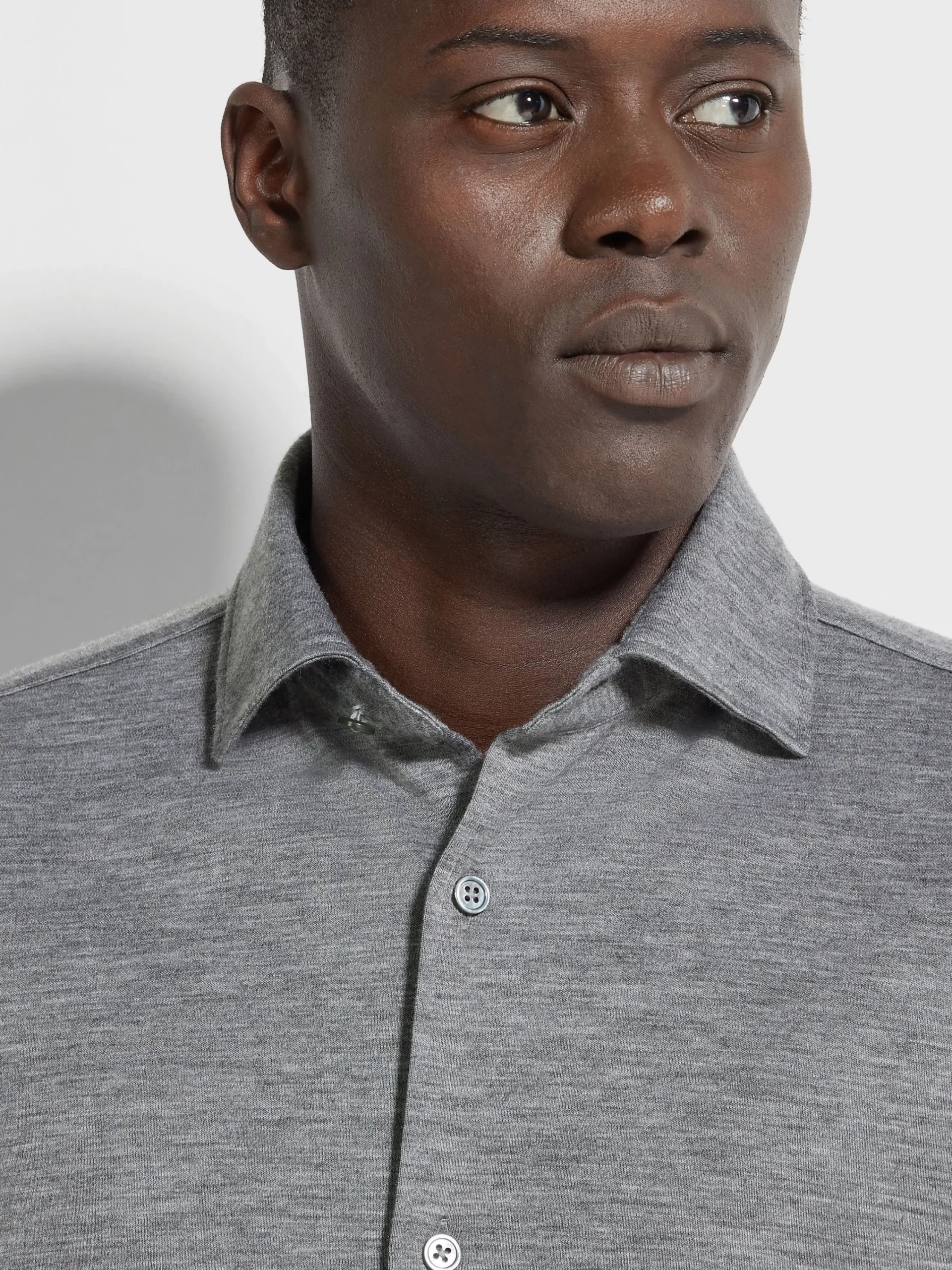 Shirts>ZEGNA Cashmere and Silk Shirt GreyMélange