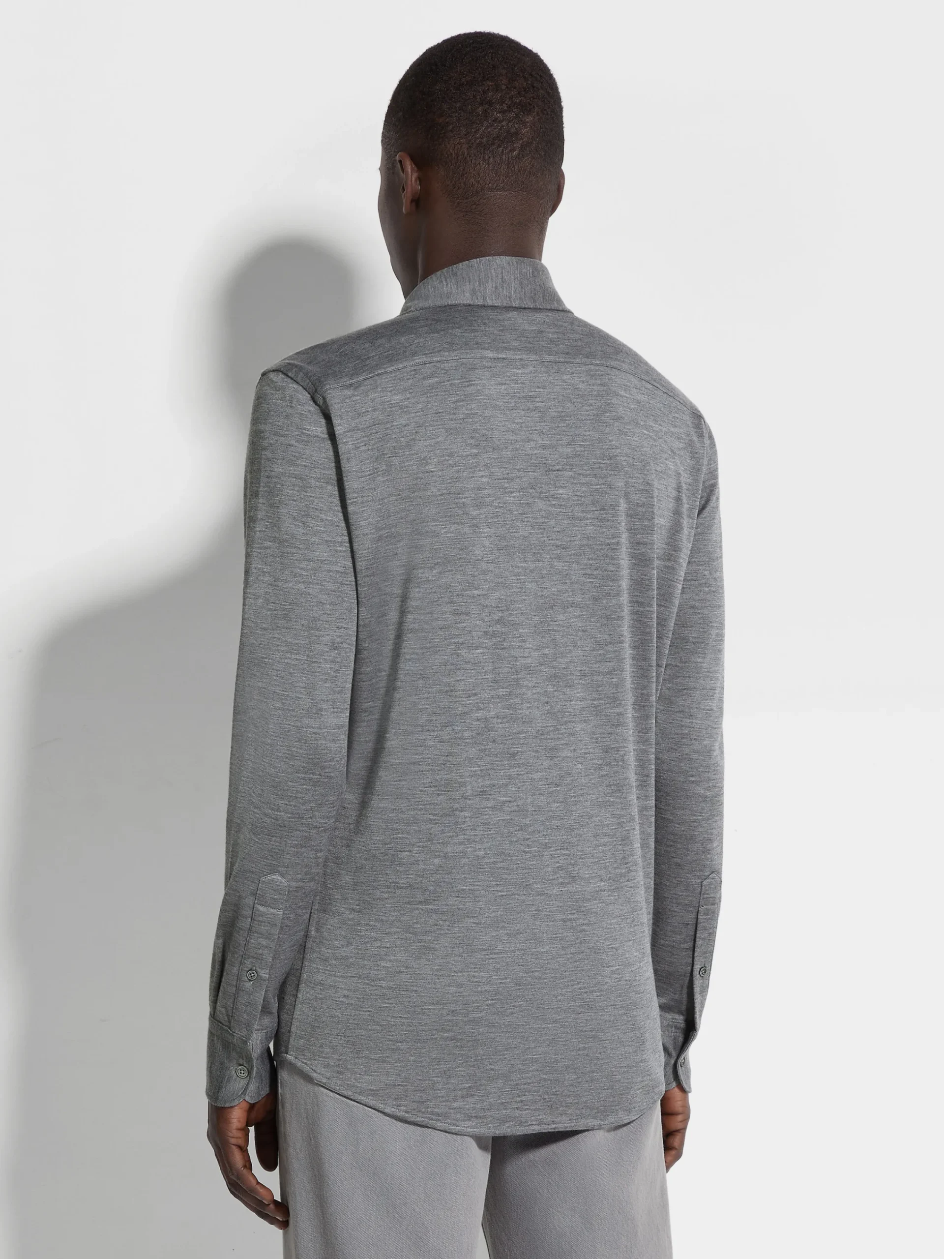 Shirts>ZEGNA Cashmere and Silk Shirt GreyMélange