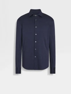 Shirts>ZEGNA Cashmere and Silk Shirt Khaki