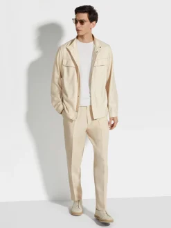 Resort Essentials|Jackets And Coats>ZEGNA Cashmere Silk and Linen Blouson White