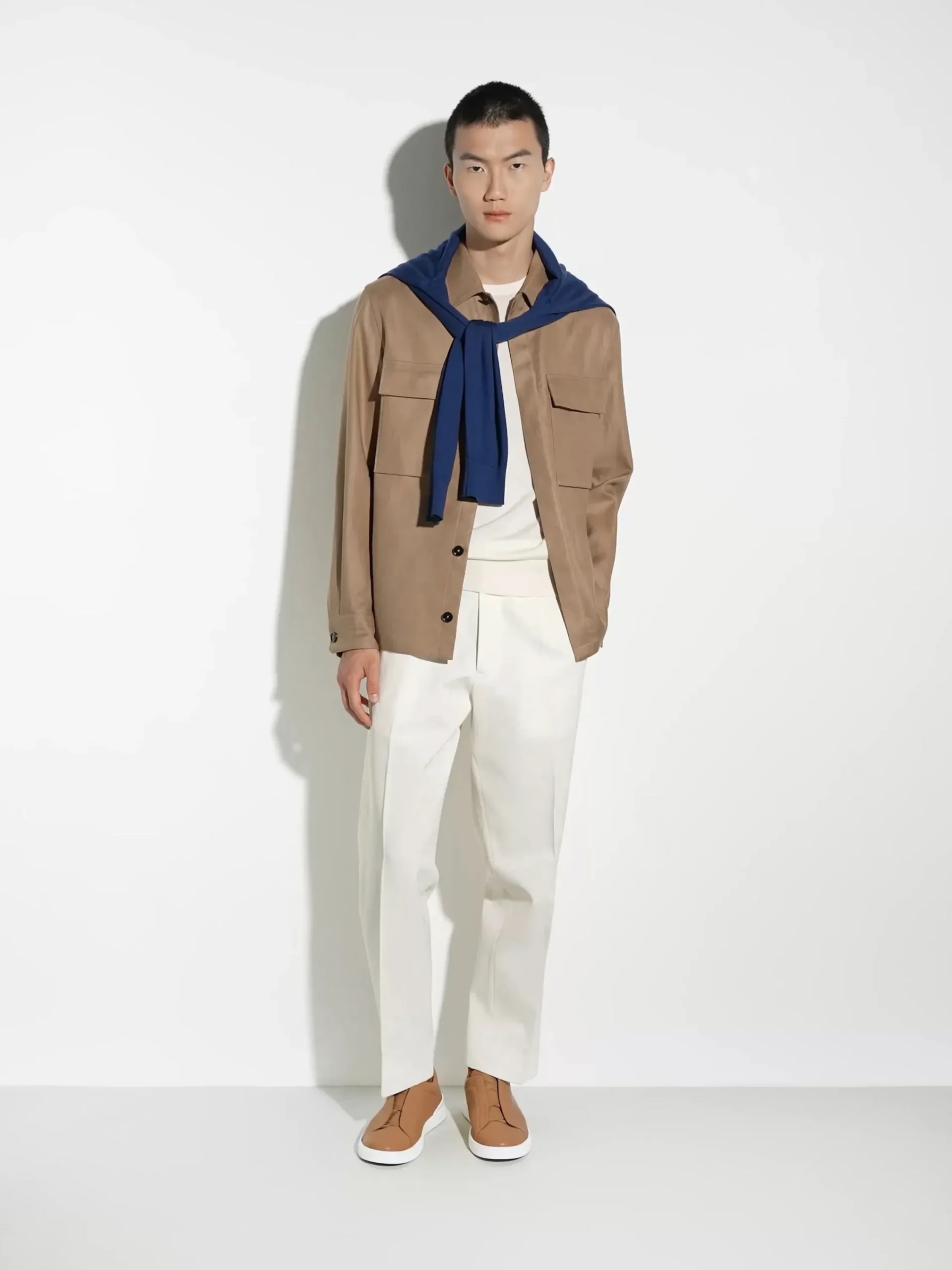 Sneakers>ZEGNA Dark Beige Triple Stitch™ SECONDSKIN Sneakers DarkBeige