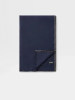 Gloves, Scarves And Hats>ZEGNA Dark Blue 12milmil12 Wool Scarf DarkBlue