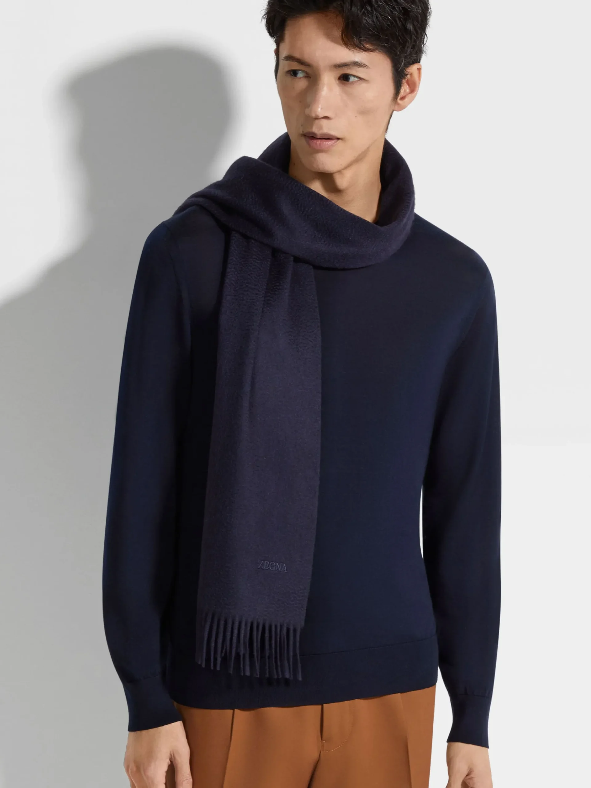 Small Gifts|Soft Accessories>ZEGNA Dark Blue Oasi Cashmere Scarf DarkBlue