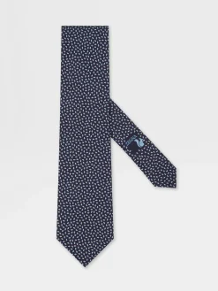 Ties And Bow Ties>ZEGNA Dark Blue Silk Tie DarkBlue