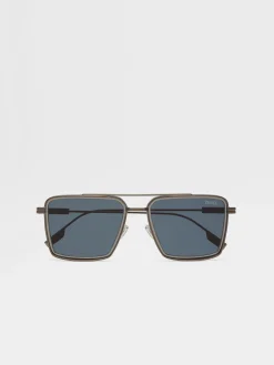 Sunglasses>ZEGNA Dark Bronze Aniline Metal Sunglasses DarkBronzeAniline