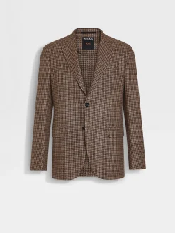 Blazers>ZEGNA Dark Brown and Light Brown Cashmere and Silk Jacket DarkBrown/LightBrown