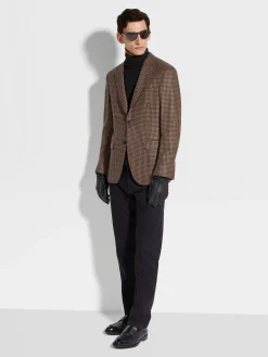Blazers>ZEGNA Dark Brown and Light Brown Cashmere and Silk Jacket DarkBrown/LightBrown