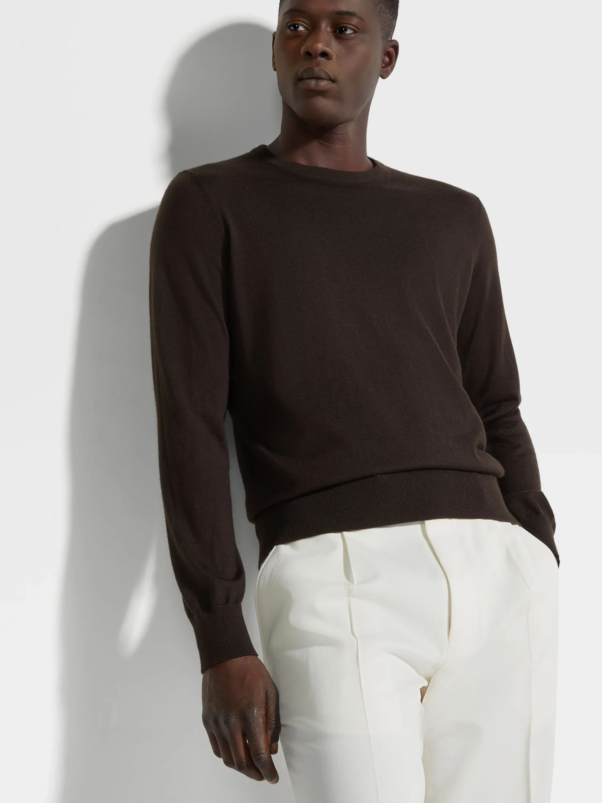 Travel In Style|Sweaters>ZEGNA Dark Brown Cashseta Crewneck DarkBrown