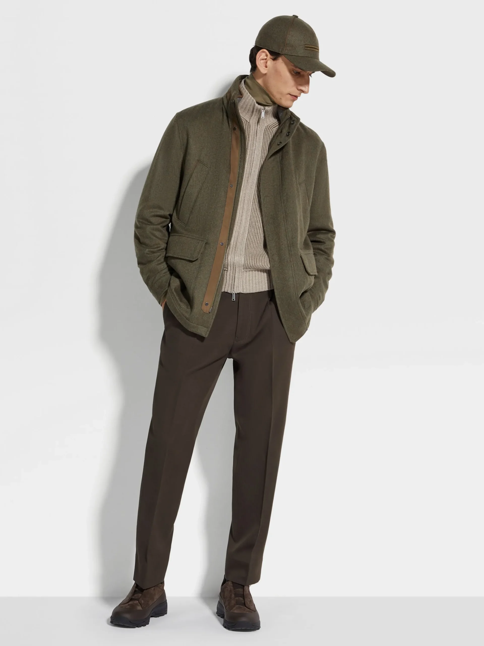 Pants>ZEGNA Dark Brown Cotton and Wool Pants DarkBrown