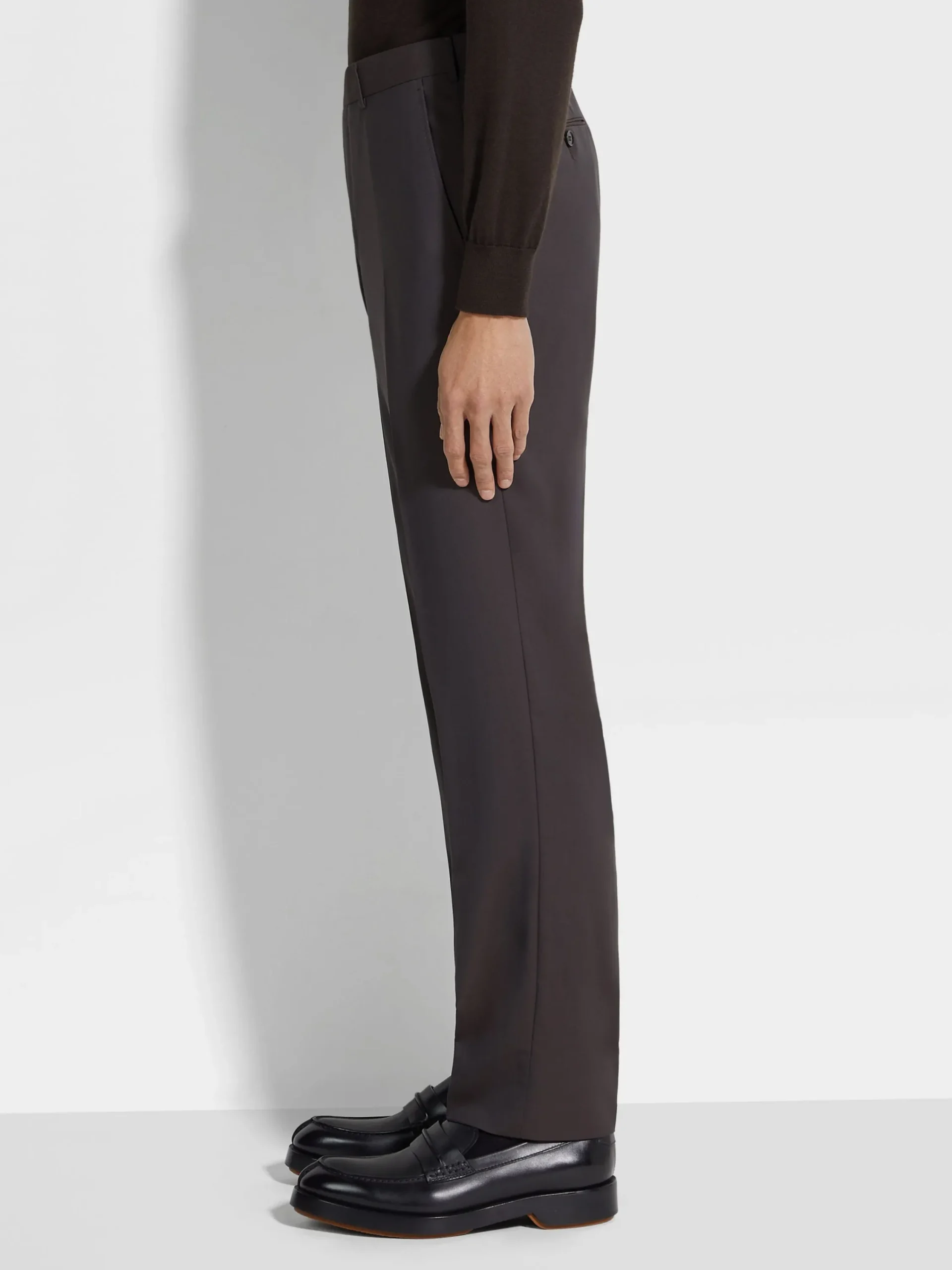 Pants>ZEGNA Dark Brown High Performance™ Wool Pants DarkBrown