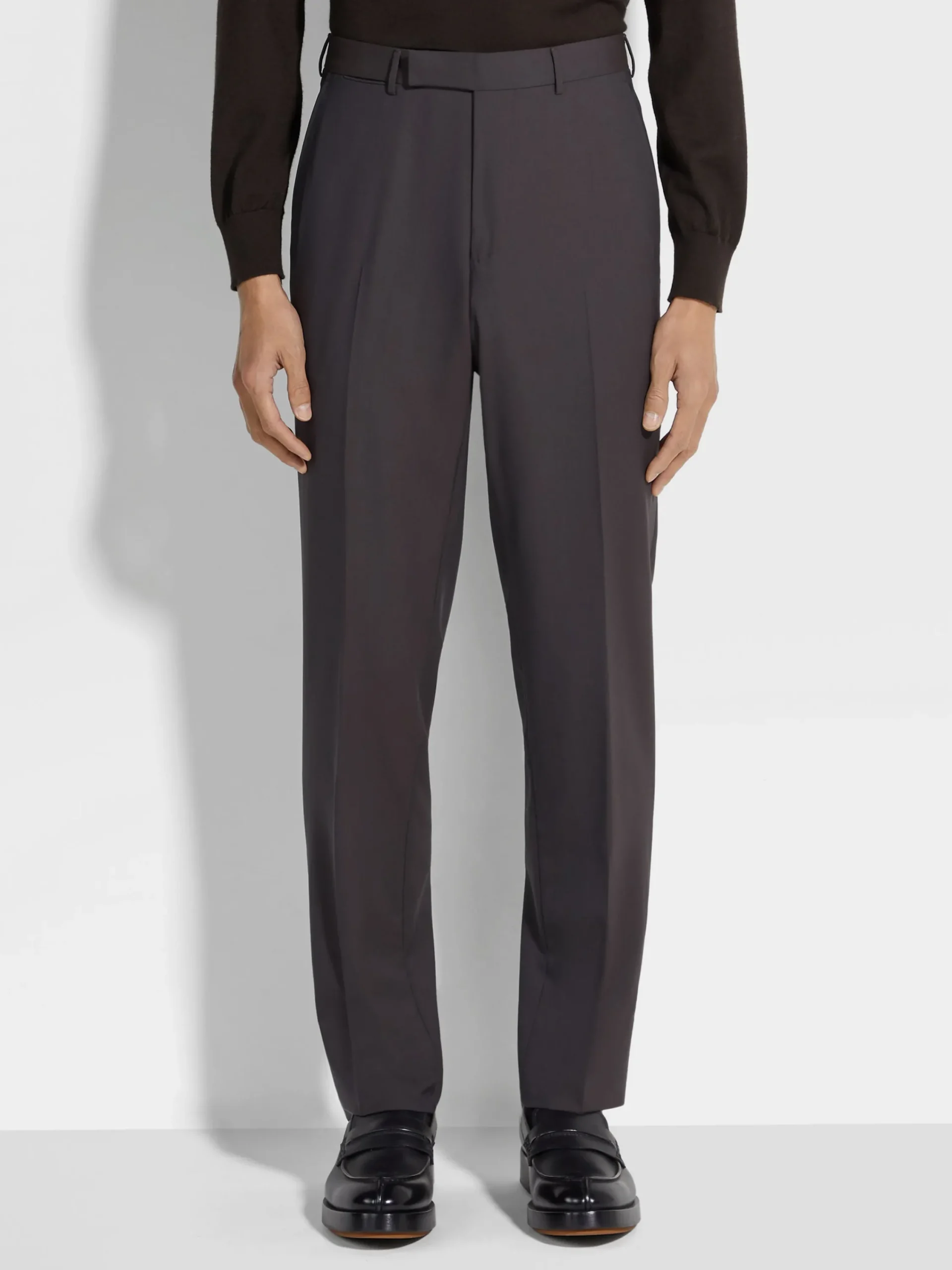 Pants>ZEGNA Dark Brown High Performance™ Wool Pants DarkBrown