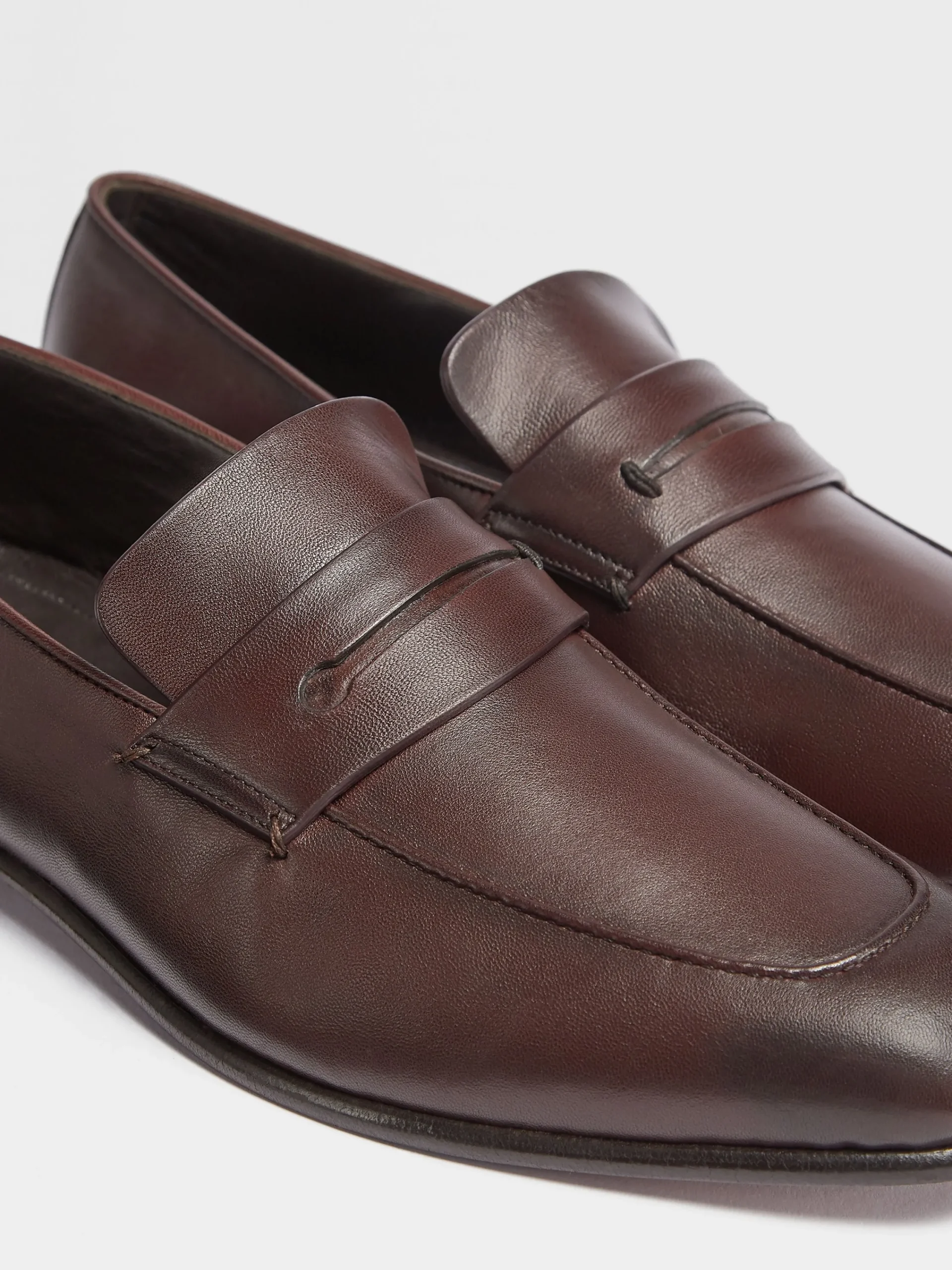 Loafers>ZEGNA Dark Brown Leather L'Asola Loafers DarkBrown