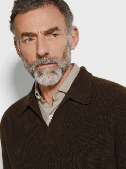 Polo Shirts|Sweaters>ZEGNA Dark Brown Mélange Oasi Cashmere Polo Shirt DarkBrownMélange