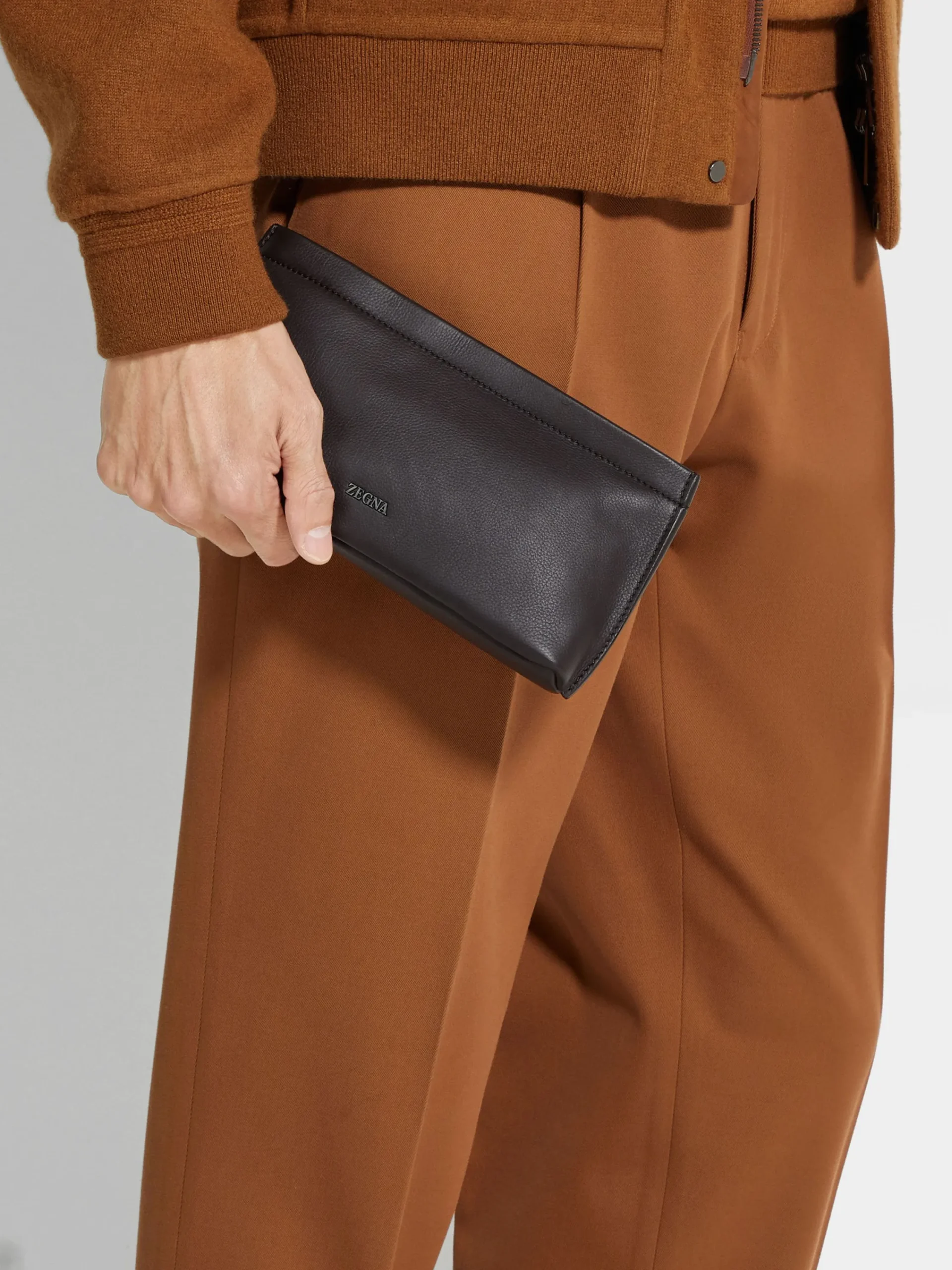 Small Gifts|Travel In Style>ZEGNA Dark Brown SECONDSKIN Clutch DarkBrown