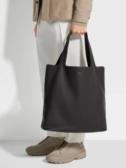 Travel In Style|Bags And Wallets>ZEGNA Dark Brown SECONDSKIN Tote Bag DarkBrown
