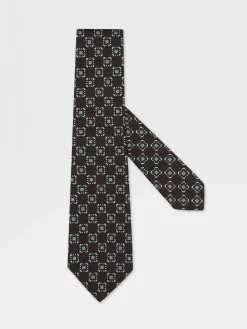 Ties And Bow Ties>ZEGNA Dark Brown Silk Tie DarkBrown