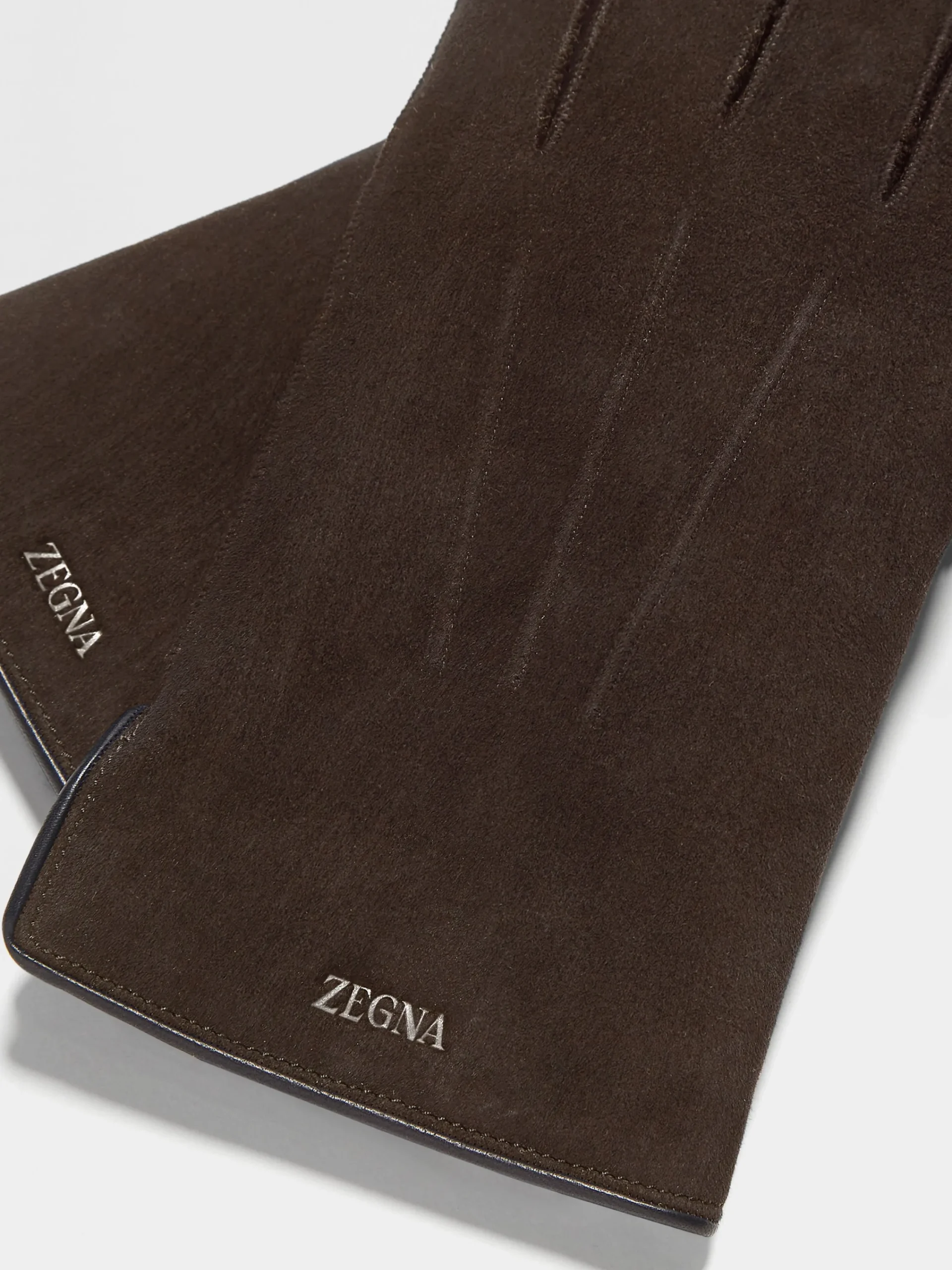 Travel In Style|Soft Accessories>ZEGNA Dark Brown Suede Gloves DarkBrown