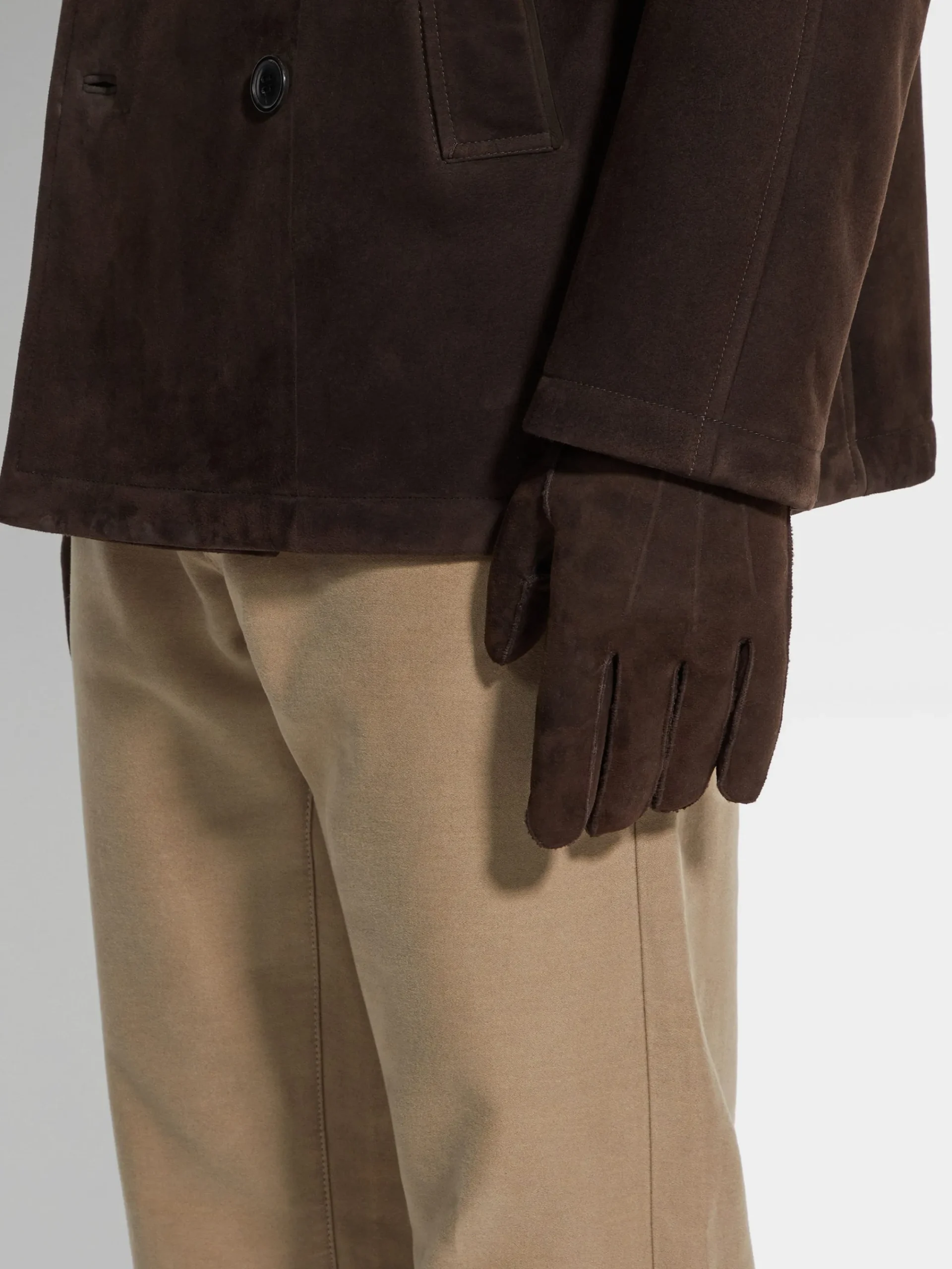 Travel In Style|Soft Accessories>ZEGNA Dark Brown Suede Gloves DarkBrown