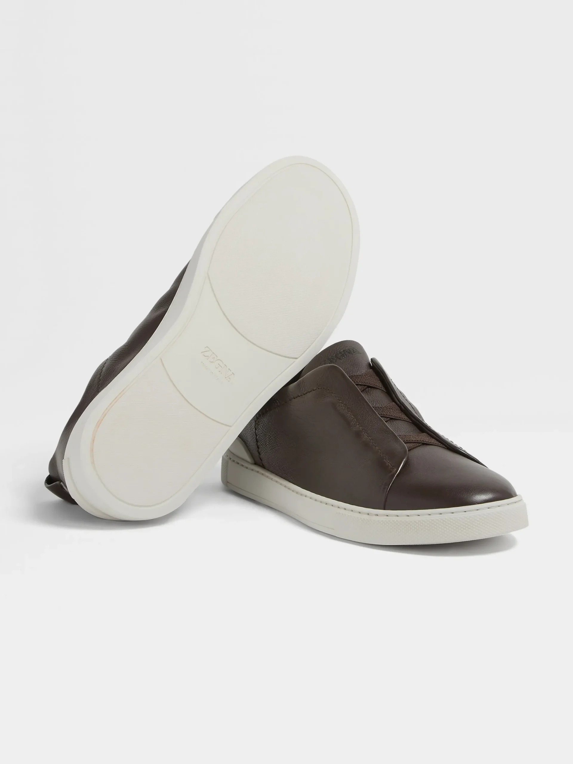 Travel In Style|Sneakers>ZEGNA Dark Brown Triple Stitch™ SECONDSKIN Sneakers DarkBrown