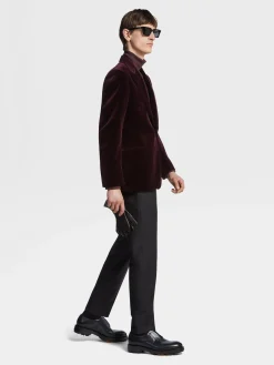 Blazers>ZEGNA Dark Burgundy Cotton Evening Jacket DarkBurgundy