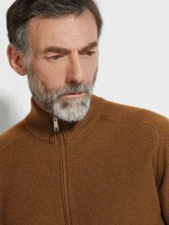 Sweaters>ZEGNA Dark Foliage Cashseta Full Zip Cardigan DarkFoliage