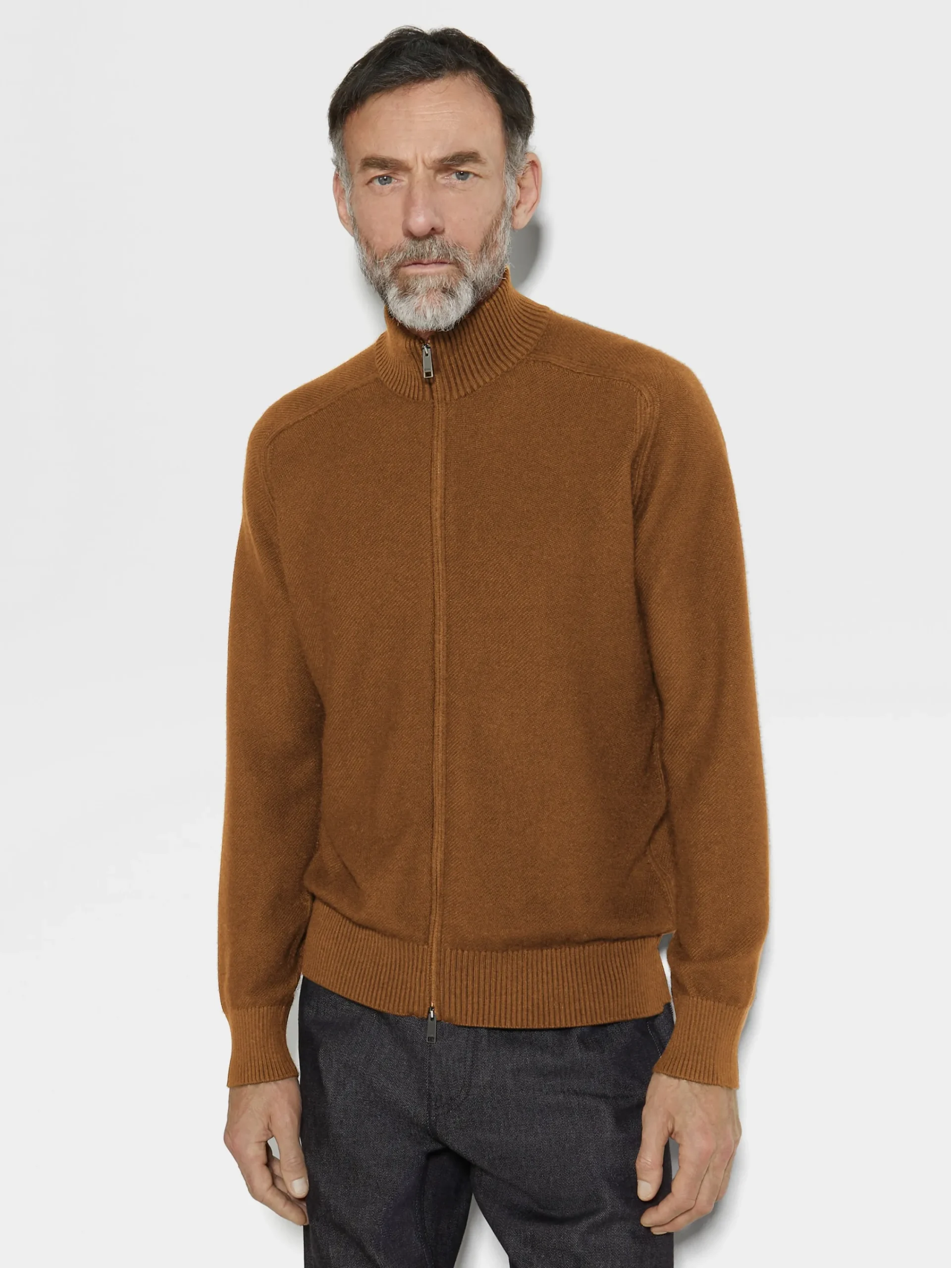 Sweaters>ZEGNA Dark Foliage Cashseta Full Zip Cardigan DarkFoliage
