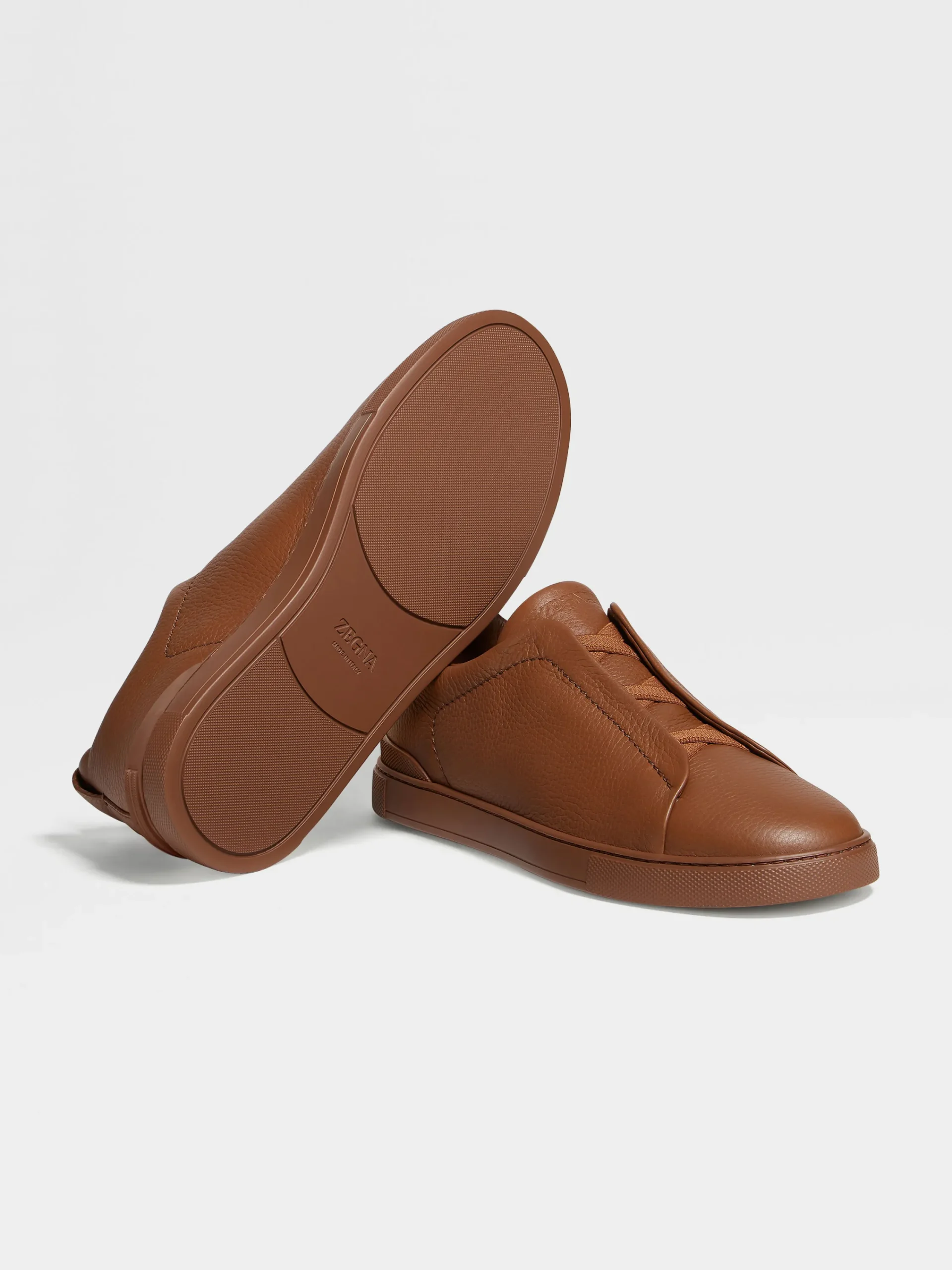 Sneakers>ZEGNA Dark Foliage Deerskin Triple Stitch™ Sneakers DarkFoliage