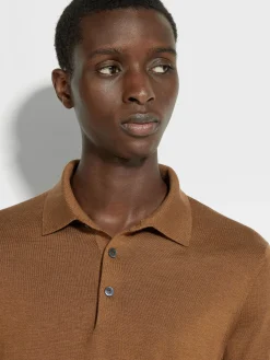 Sweaters>ZEGNA Dark Foliage Mélange Cashseta Polo Shirt DarkFoliageMélange