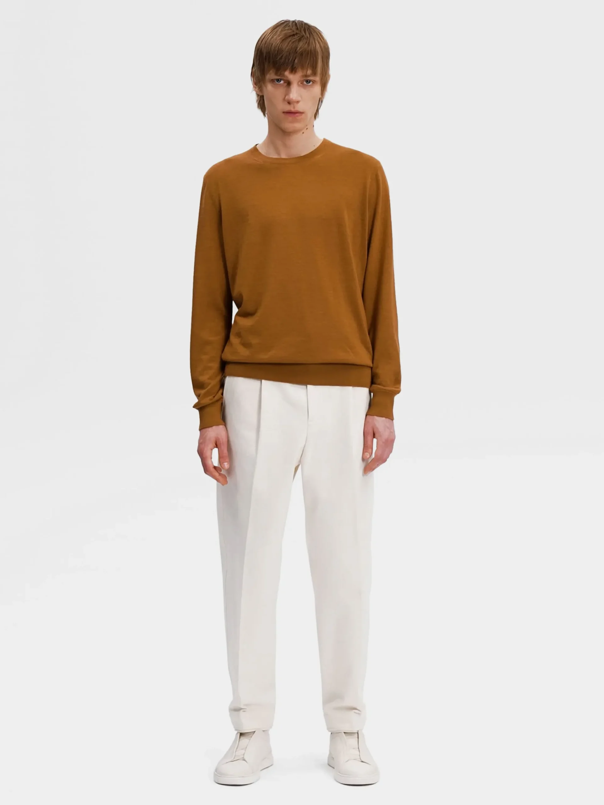 Sweaters>ZEGNA Dark Foliage Mélange Cashseta Crewneck DarkFoliageMélange