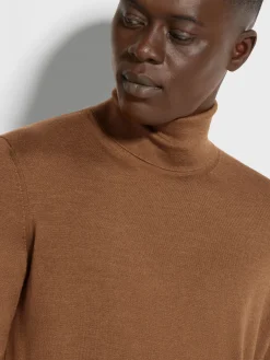 Travel In Style|Sweaters>ZEGNA Dark Foliage Mélange Cashseta Turtleneck DarkFoliageMélange