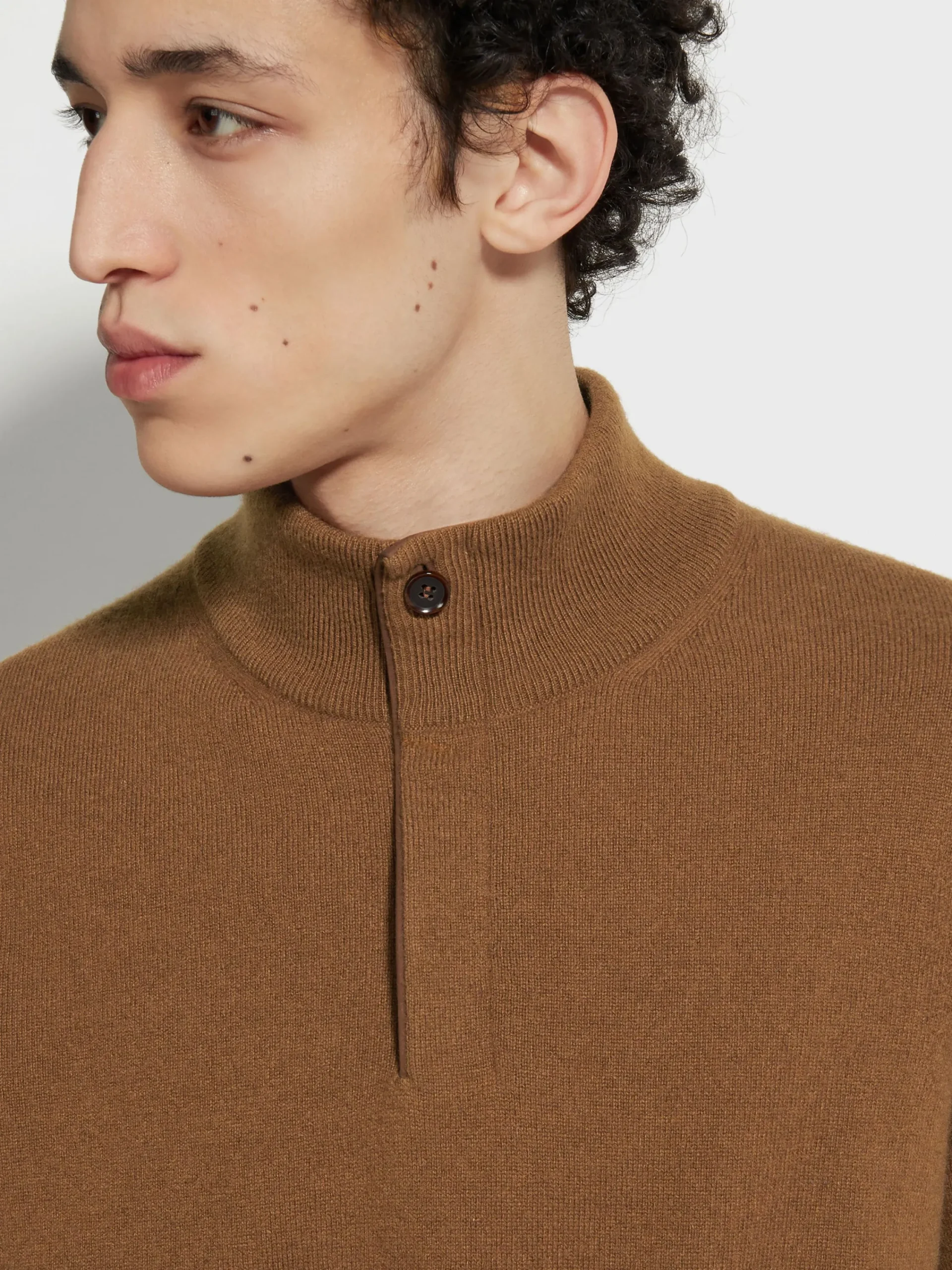 Sweaters>ZEGNA Dark Foliage Mélange Oasi Cashmere Zip Mock Neck Sweater DarkFoliageMélange