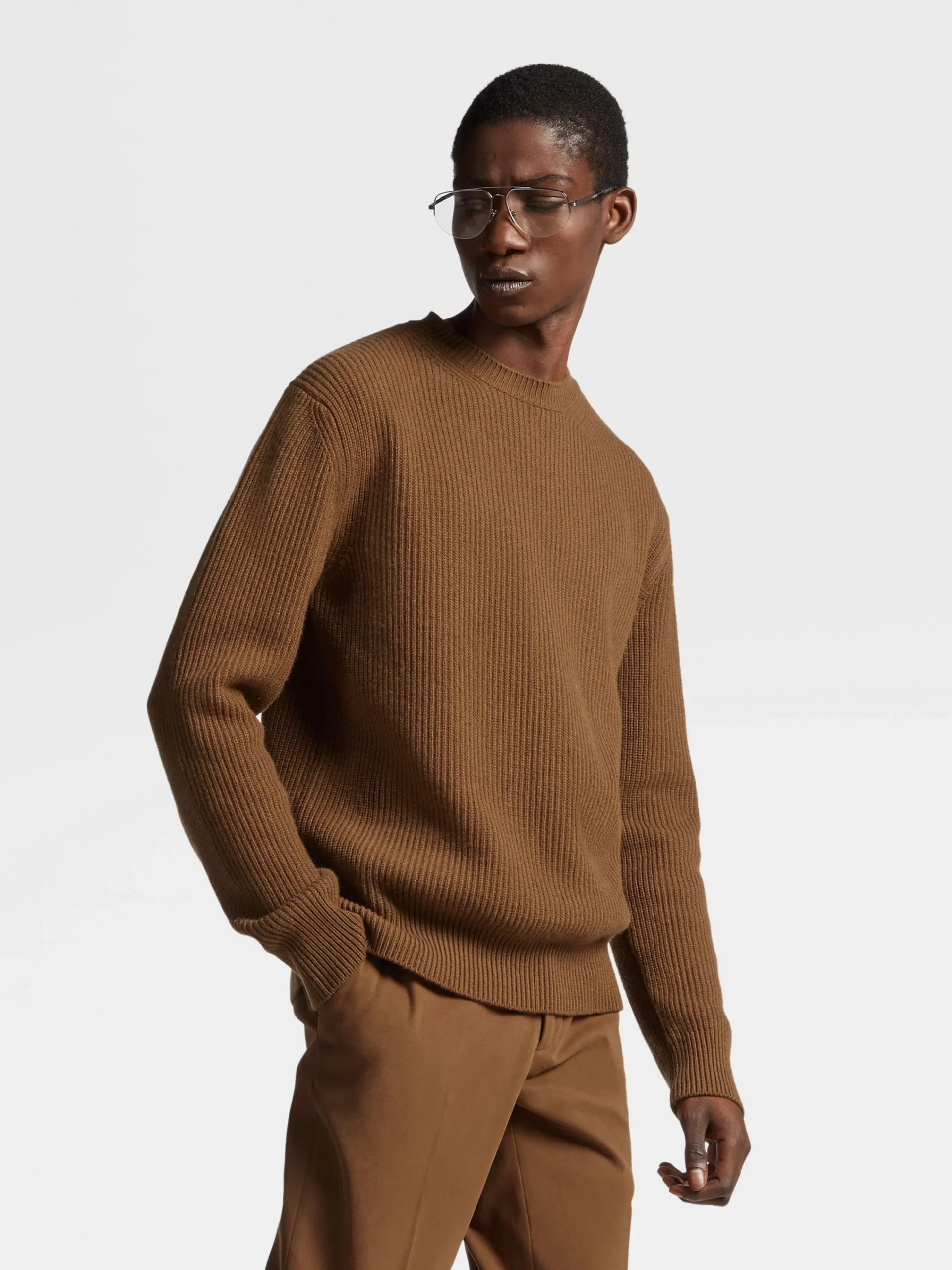 Travel In Style|Sweaters>ZEGNA Dark Foliage Mélange Oasi Cashmere Crewneck DarkFoliageMélange